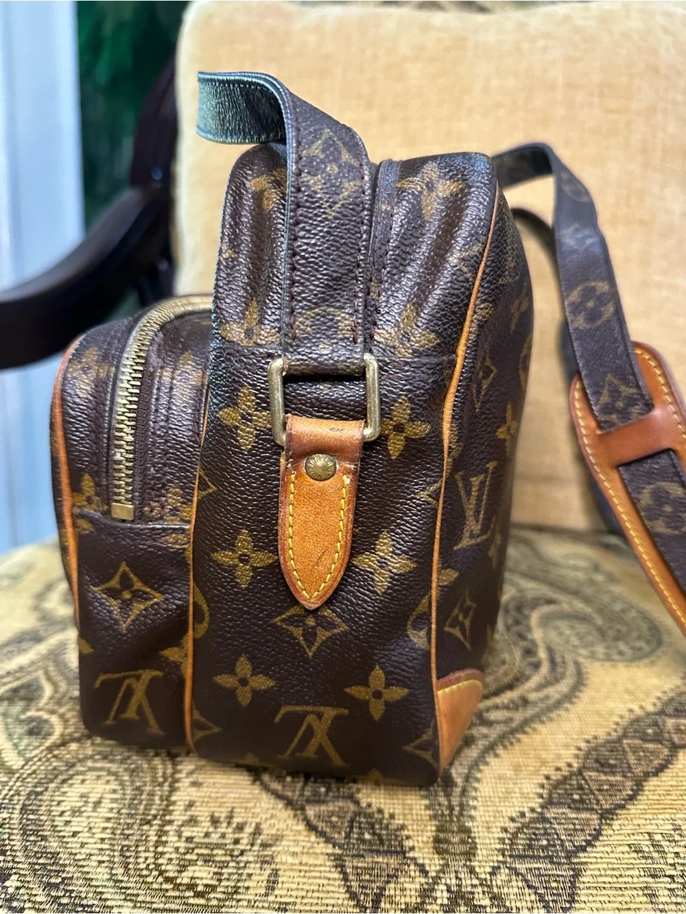 Louis Vuitton Brown Monogram Canvas Messenger Bag with Tan Accents